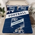 thumbnail image 2 of Feelyou Navy Grey Hemlet Full Size Sheets for Kids, Soccer Athlete Bed Sheets, Cartoon Sports Rugby Sheet Sets, Ultra Soft Bedroom Decor, 4-Piece, 2 of 7
