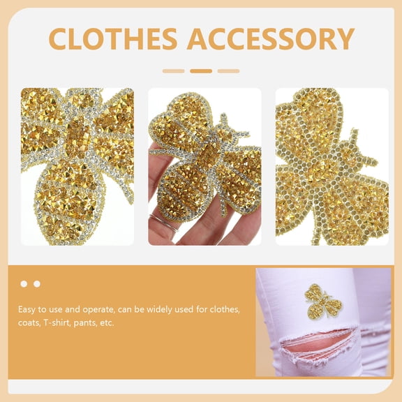 OUNONA 10Pcs Multi Function Golden Iron on Patches for Clothes Hat and Coat Supply