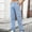 Light Blue, variant on Women's Jeans High Rise Wide Leg Plus Size Fashion Multiple Pockets Work Clothes Straight Full Length Jeans