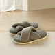 thumbnail image 2 of Pantuflas algodón con cruzadas pantuflas felpa agradables para la piel para uso doméstico (gris 36-37) [adecuadas para pies 35-36], 2 of 9