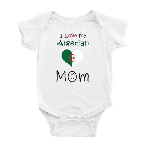 I Love My Algerian Mom Cute Baby Jumpsuits (White, 18-24 Months)
