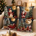 thumbnail image 2 of Sahpxhe Christmas Throw Pillow Cover 18X18 Set Of 4 Snow Scene Santa Reindeer Sleigh Pattern Soft Cushion Covers for Couch Home Decor, 2 of 6
