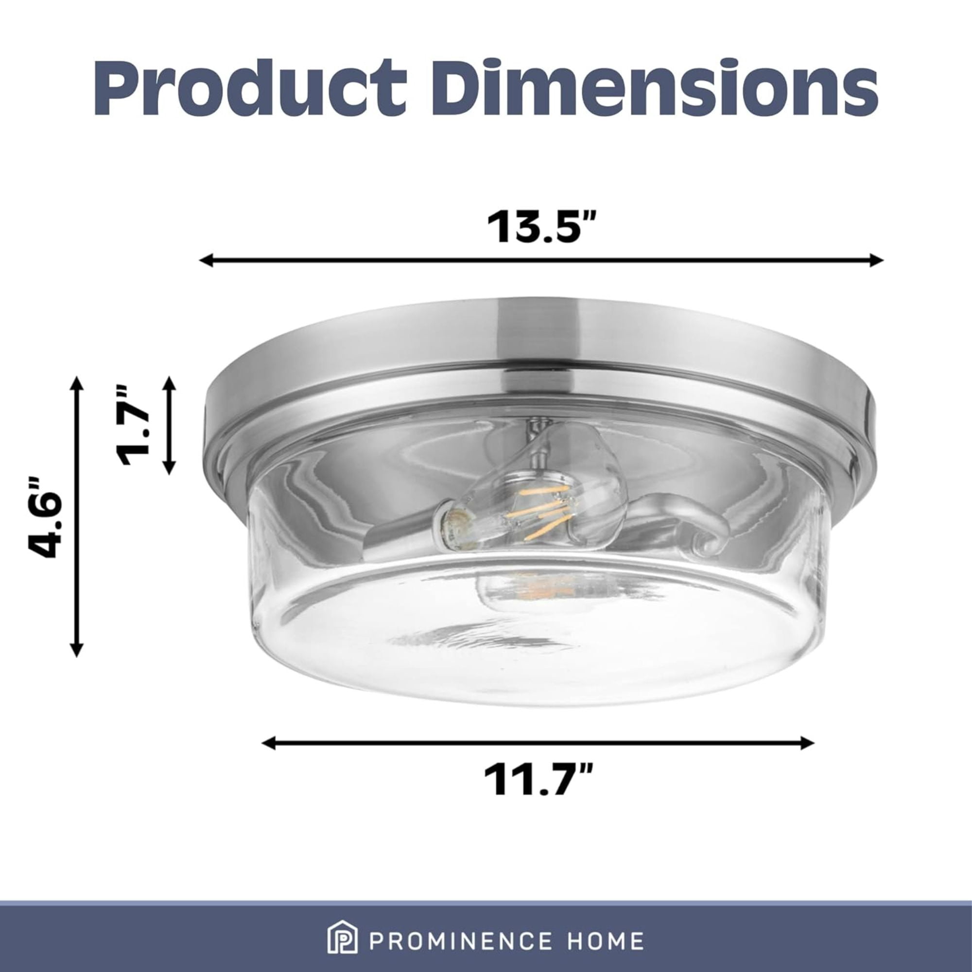 Prominence Home 3 Pack Madalyn 13" Ceiling Light, Clear Drum Glass, Brushed Nickel