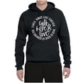 thumbnail image 2 of Wild Bobby, Faith Hope & Love Three Things That Last Forever Inspirational/Christian Unisex Graphic Hoodie Sweatshirt, Black, Small, 2 of 6
