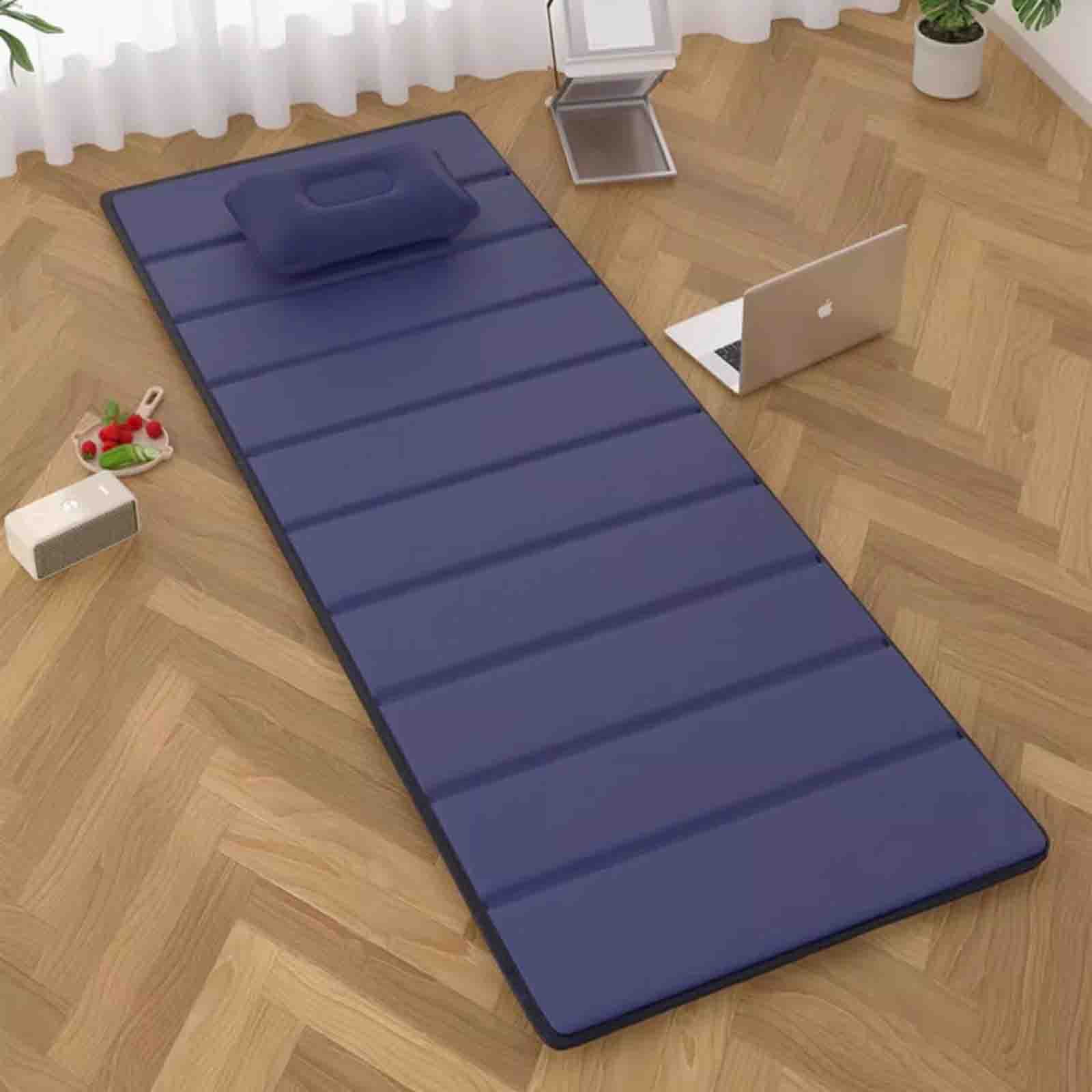Foldable Camping Sleeping Pad with Inflatable Pillow, Floor Bed Mattress Sitting Pad, Folding Waterproof Camping Pads Soft Mat, Outdoor Sleeping Mat for Hiking Travel Truck Bed Tent Yoga, Blue