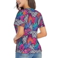 thumbnail image 3 of Vsdgher Tropical Leaves Women Shirts V Neck Short Sleeve Tops T-Shirt Basic Tees, S to 3XLX-Large, 3 of 5