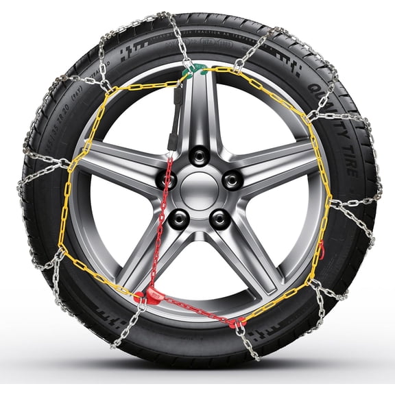 Snow Chains, Wear-Resistant High Carbon Steel Anti Slip Tire Chain for Passenger Cars, Pickups, and SUVs, Set of 2 (KN130)