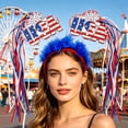 thumbnail image 3 of Homellea 4th of July Patriotic Headband, 9.64 Inch Red White Blue Star Hair Hoop with 250 Year Anniversary Ribbon Streamers for Independence Day, Memorial Day, Parade and Party Decor, 3 of 5