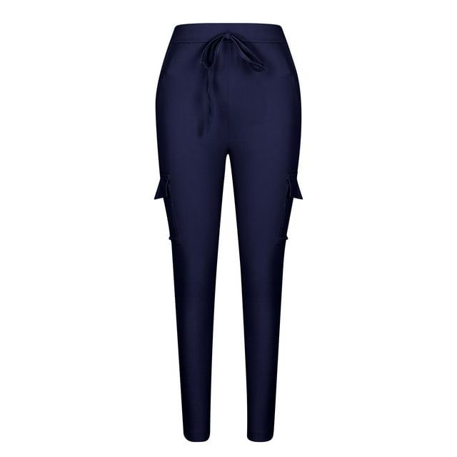 Dvprdro Pantalon Cargo Mode Femme Taille Haute Réglable avec Cordon de Serrage Pantalon Décontracté Confortable