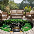 thumbnail image 4 of St. Patrick's Day Round Area Rug 6Ft Washable Circle Rugs for Bathroom Office, Spring Lucky Shamrocks Green Gnomes Black Non-Slip Carpet Floor Mats Indoor Outdoor Carpet Runner Aesthetic Home Decor, 4 of 8