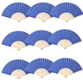 thumbnail image 4 of Set de abanicos plegables SL Crafts, tela de seda imitada, 24 piezas, color azul real, 4 of 6