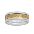 thumbnail image 3 of Mens Stainless Steel Gold-Tone IP Filigree Wedding Band - Mens ring, 3 of 4