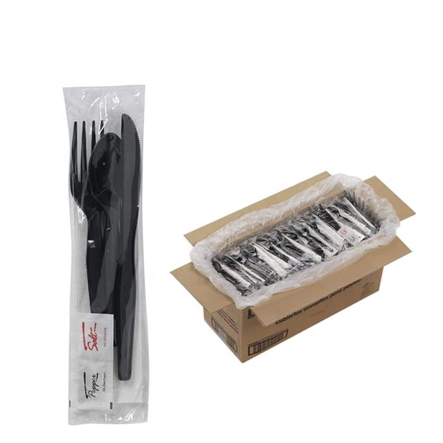 Juego de Cubiertos Desechables HOUZZKINGZ USA 100 piezas Negro