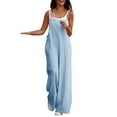 thumbnail image 2 of up to 60% off Gifts Jumpsuits for Women Dressy Casual Loose Wide Leg Comfy Spaghetti Strap Long Jumpsuits Overalls with Pocket Summer Square Neck Sleeveless Solid Maxi Formal Rompers Light Blue xxl, 2 of 4