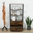 thumbnail image 2 of HQZX Industrial Bookcase with 2 File Cabinet Drawers,4 Tier Bookshelf Home Office Storage,Brown, 2 of 13