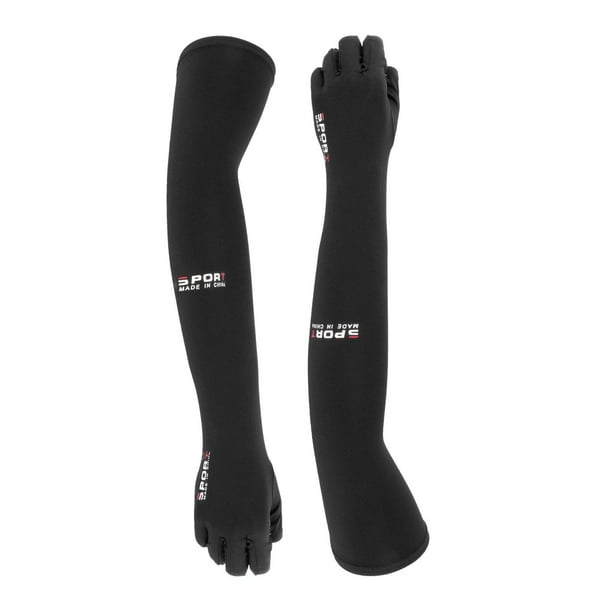 Guantes sin dedos con mangas refrescantes para hombres y mujeres, puños UV antideslizantes para deportes Negro