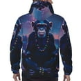 thumbnail image 7 of Goofa Starry Sky Meditating Chimpanzees for Men's Hooded Sweatshirt - Lightweight Pullover Hoodie with Kangaroo Pocket, Perfect for Everyday Wear-Large, 7 of 7