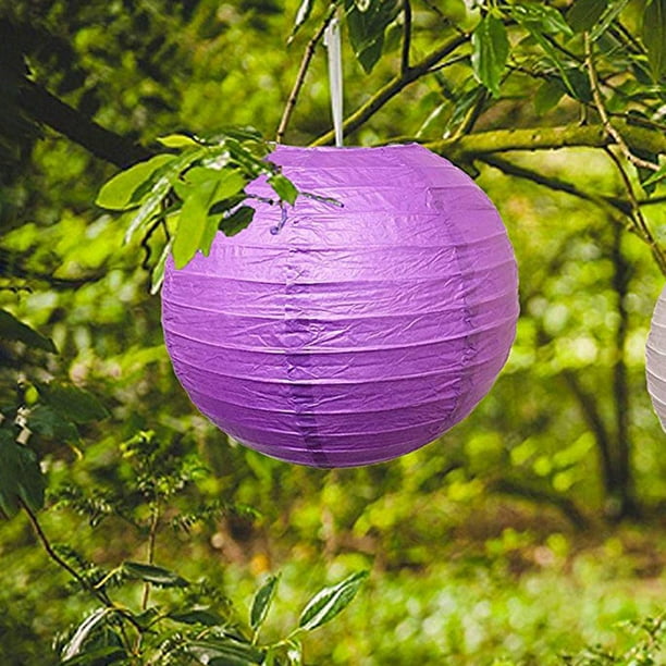 Linternas De Papel Linternas de lámpara de papel de 4 pulgadas Lámpara de bola de papel plegable para fiesta de boda púrpura Ndcxsfigh Libre de BPA