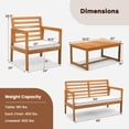 thumbnail image 3 of Gymax 4 PCS Wood Patio Furniture Set w/ Soft Seat Cushions Solid Acacia Wood Frame, 3 of 10