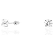 WJD EXCLUSIVES 1Ct Created Diamond 14K White Gold Brilliant Screw Back Stud Earrings 5mm