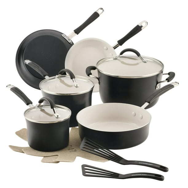 Set de utensilios de cocina Rachael Ray Cucina, cerámica, antiadherente, 13 piezas