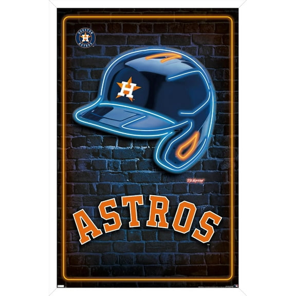 MLB Houston Astros - Neon Helmet 23 Wall Poster, 22.375" x 34" Framed