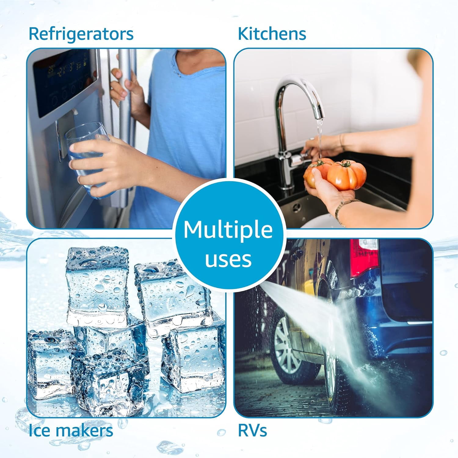AQUA CREST 1000R Under Sink Water Filter, Replacement for Culligan® 1000R Cartridge, Fits for Refrigerators, RVs and Undersink Systems, 3 Pack
