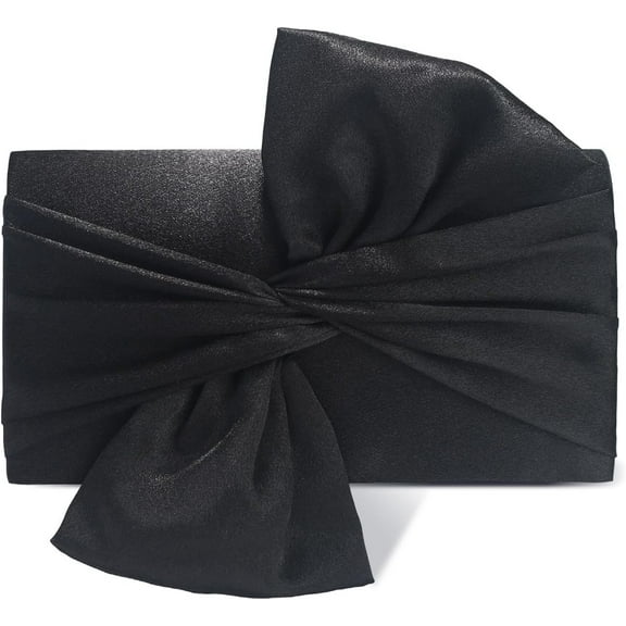 Kwuty Satin Evening Bag Bow Flap Clutch Purse for Women,Elegant Clutch Handbag for Formal/Party/Prom/Wedding