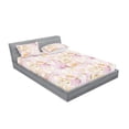 thumbnail image 2 of Peony Fitted Sheet & Pillow Sham Set, Vintage Themed Flowers Boho Pattern Soft Colors Silhouettes Print, Decorative Printed 3 Piece Bedding Decor, King, Pale Lavender and Pale Green, by Ambesonne, 2 of 2
