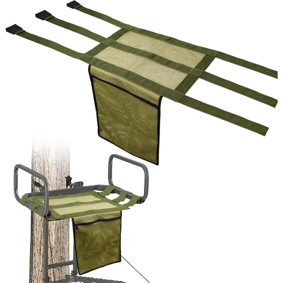 Universal Tree Stand Seat Replacement with Pocket, 16 X 12Inch Lightweight Replacement Treestand Seat with Adjustable Strap Hunting Accessories Fits All Ladder Stand