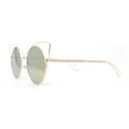 thumbnail image 3 of Womens Round Circle Lens Negative Space Wire Rim Cat Eye Sunglasses Gold - Gold Mirror, 3 of 4