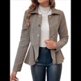 thumbnail image 3 of Elegante Blazer para Mujer, para Oficina, Trabajo, Negocios, con Dobladillo Peplum, Chaqueta Abierta con Diseño de Camello L, 3 of 10