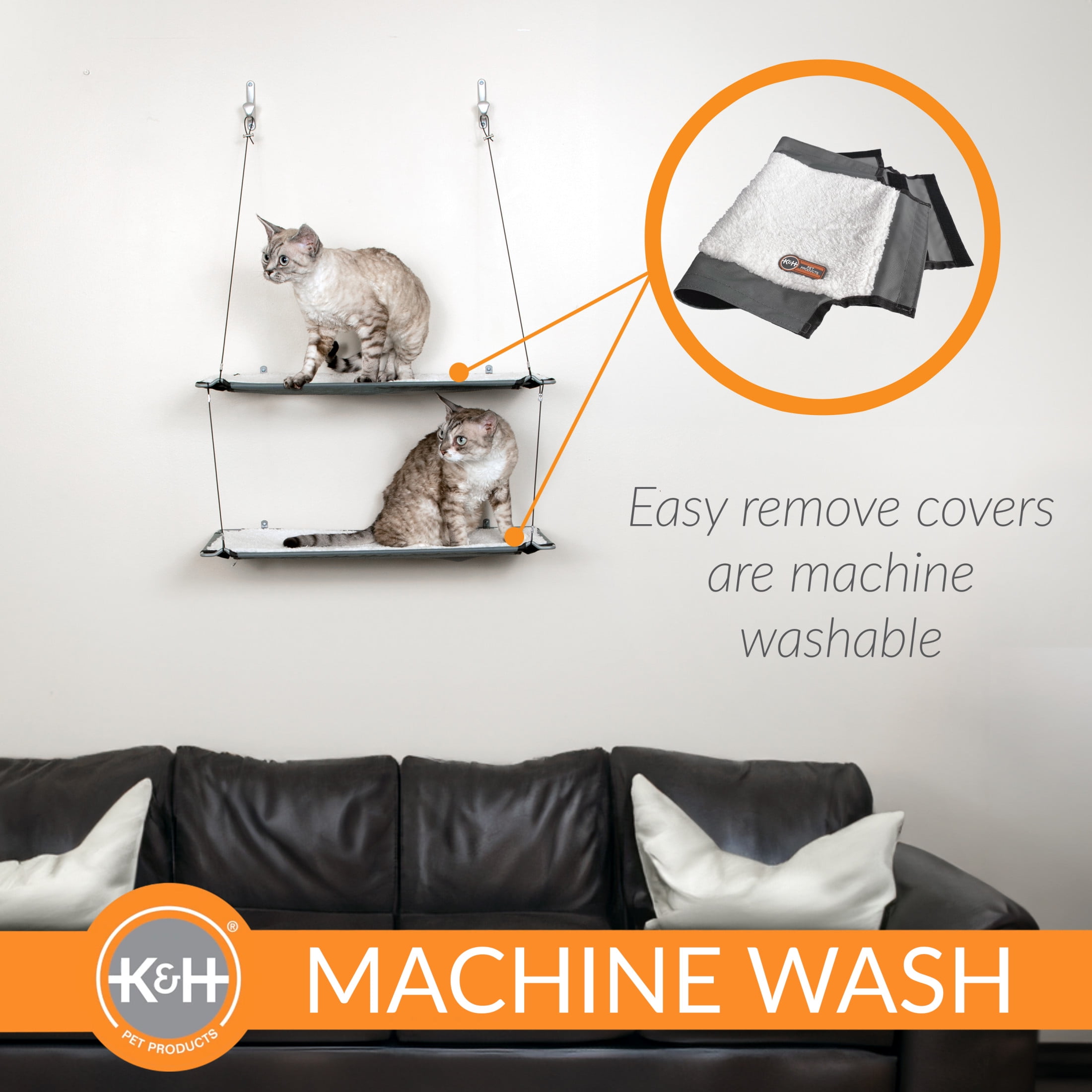 K&H Pet Products Wall Mount Cat Shelf Double Level Natural 23 X 12 Inches
