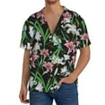thumbnail image 3 of Wukai Lilies Flowers Men's Casual Short-Sleeve Button Down Shirt - Lightweight Summer Dress Shirt for Daily Wear-X-Large, 3 of 7