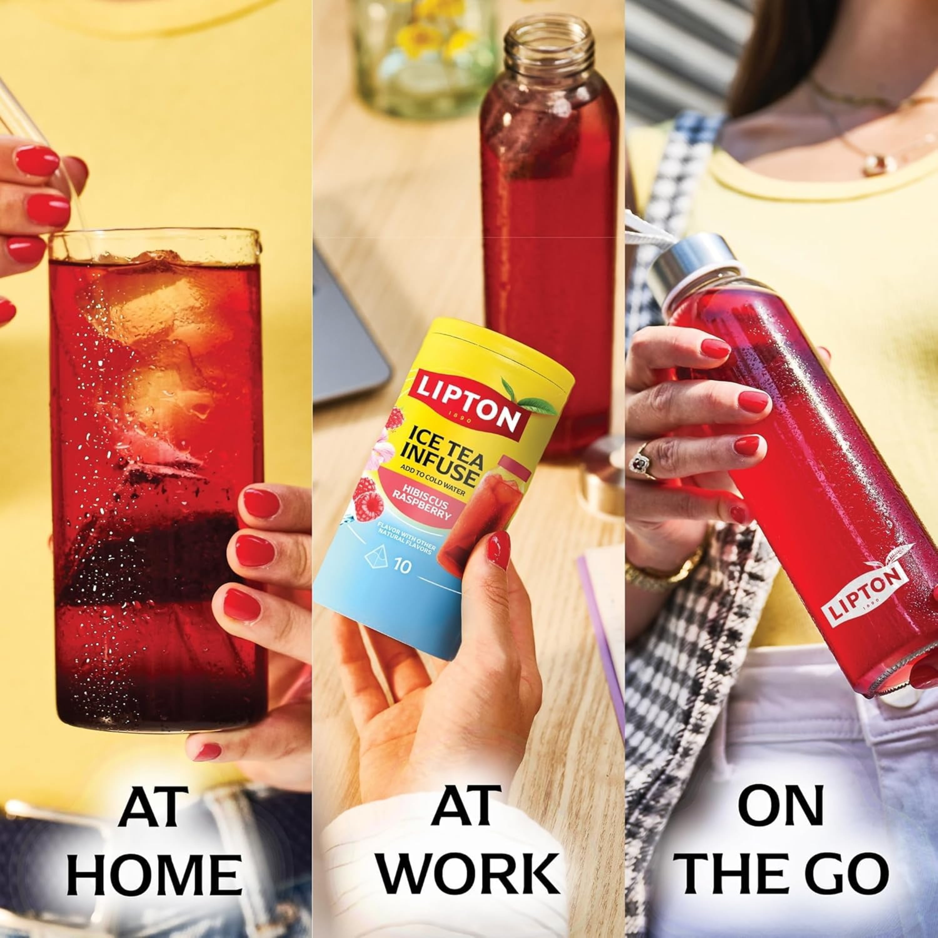 Lipton Ice Tea Infuse Hibiscus Raspberry Citrus Cold Brew Tea Bags, 10 ct (Pack of 9), 90 Total Bags