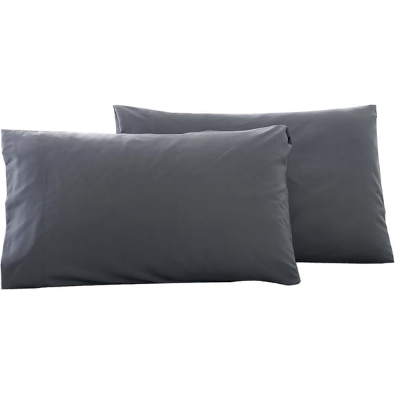 2-pack 20x30 inches dark grey microfiber bed pillowcases envelope closure wrinkle and stain resistant