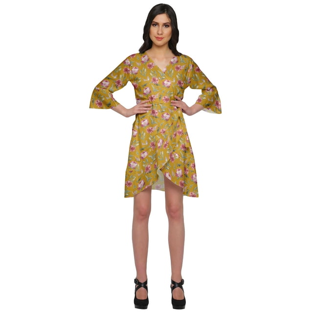 Moomaya Bathrobes For Women Wrap Printed Ruffle Style Bride Getting Ready Dress