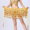 thumbnail image 6 of Ashirexll High Waisted Skirts for Women, Fashion Belly Dance Waist Chain 4 Layer Sequin Fringe Waist Belt Hip Scarf Lace-Up Skirt Gold Free Size, 6 of 6