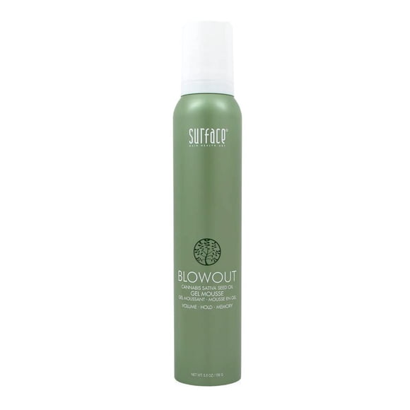 SURFACE Hair Blowout Gel Mousse para mujeres y hombres 5.5 oz - Aceite voluminizador de lichi y maracuja que protege el calor - Productos para el cabello premium para peinar
