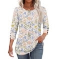 thumbnail image 2 of SAATLERI Shirts for Women 3/4 Length Sleeves Loose Fit Summer Fall Boho Floral Print Womens Tops Dressy Soft Basic Tees Business Work Blouses, 2 of 5