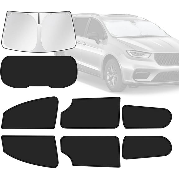 for Chrysler Pacifica/Pacifica Hybrid 2017-2025 Car Window Shades, 8pcs Privacy Sun Shade Set for Front Windshield Side and Rear Windows, Full Window Covers Keeps vehicle Cool for Camping Napping
