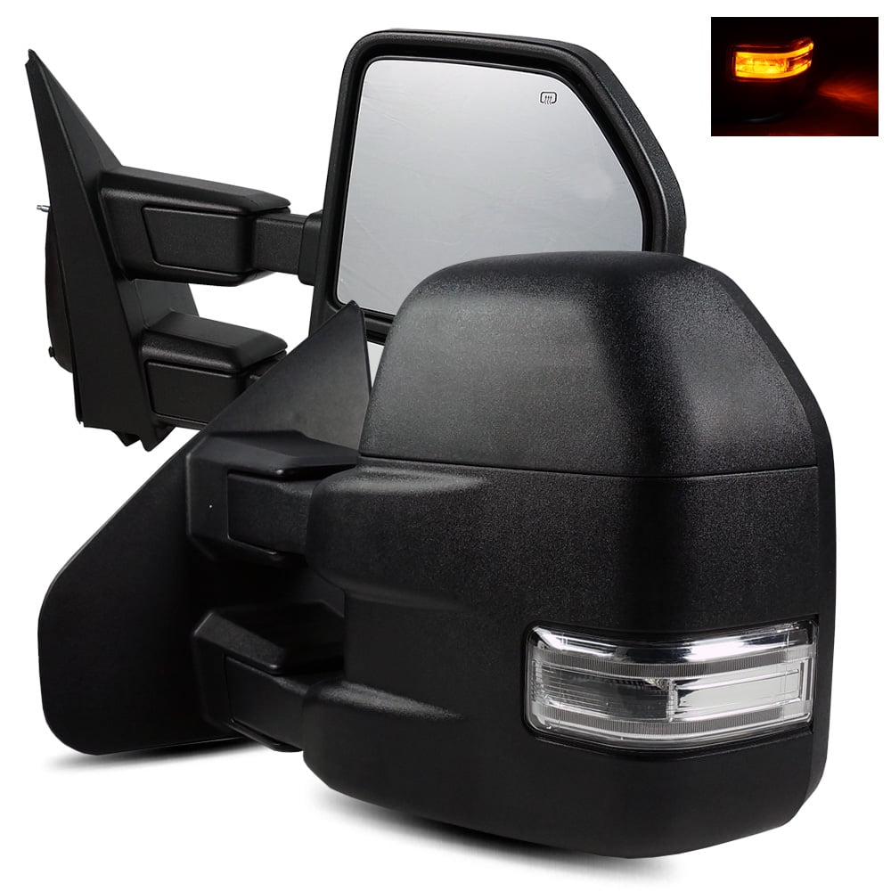 Pair Towing Mirror Power Heated Turn Signal Puddle Lamp For 2004-2014 Ford F150