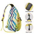 thumbnail image 4 of Zebra Print Lightweight Sling Backpack for Travel and Outdoor Activities, Abstract Rainbow Zebra Stripes Crossbody Bag with Cute Cartoon Design, Fashionable and Durable with Multi-Layer Storage, 4 of 6