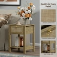 thumbnail image 2 of Surmoby Nightstand Set of 2,Boho Bedside Tables with Rattan Decor Drawer and Open Storage Shelf,Side Table End Tables for Bedroom or Living Room,Cherry, 2 of 10