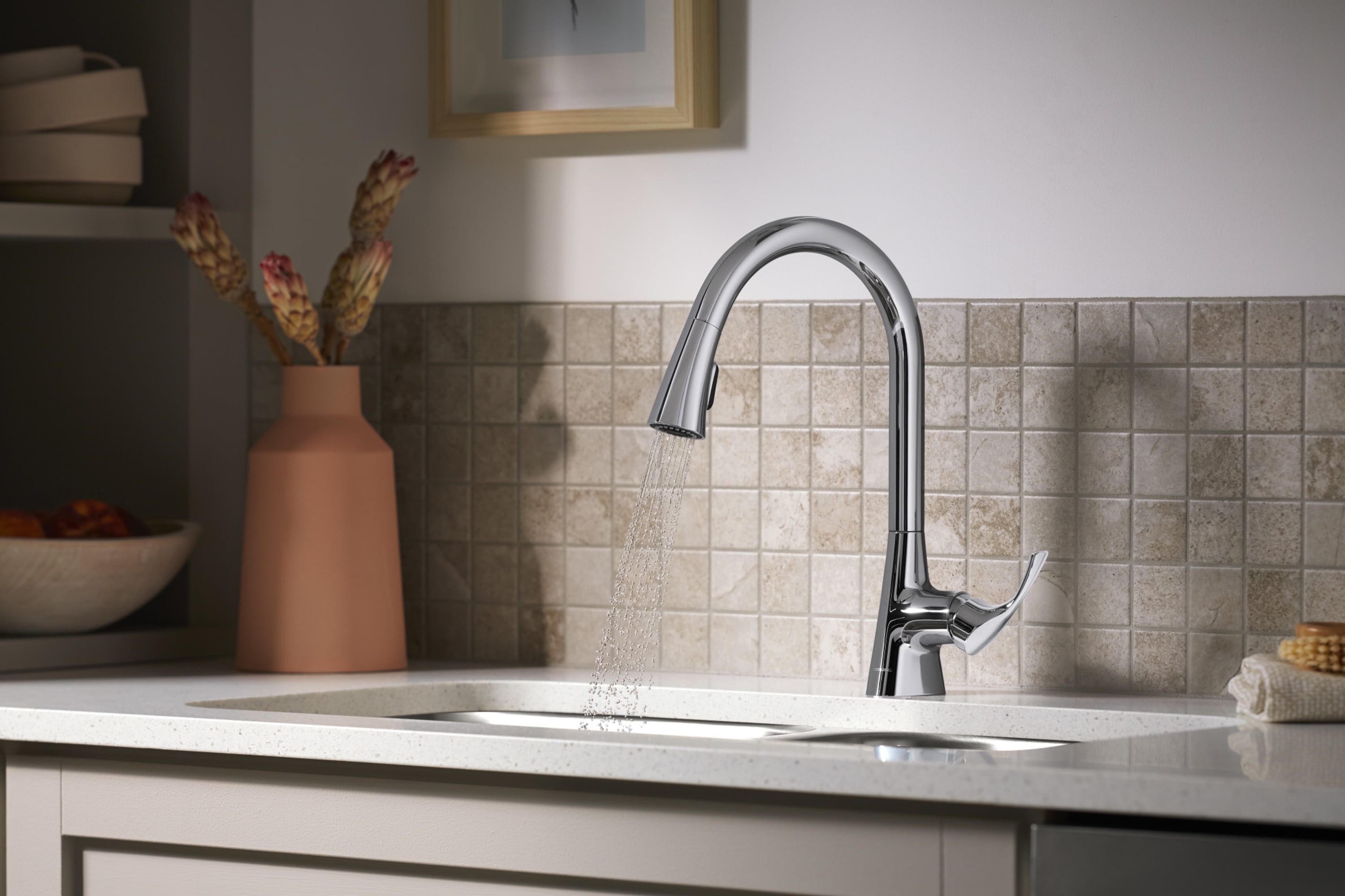 Sterling 24276 Valton 1.5 GPM Single Hole Pull Down Kitchen Faucet - Vibrant Stainless