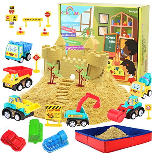 Details about   Play Construction Sand Kit 3lbs Sand with 2 Colors 6 Mini Trucks Toys and Signs 