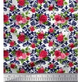 thumbnail image 1 of Soimoi Blue polyester Crepe Fabric Damask Floral Print Fabric by the Yard 42 Inch Wide, 1 of 3