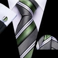 thumbnail image 3 of Set de Corbata Rayada Barry.Wang Verde Salvia y Negro, 3 of 6