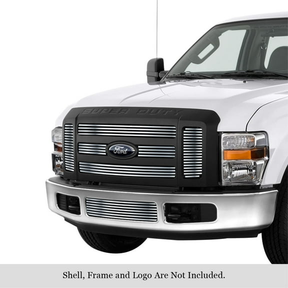 APS 2008-2010 Ford F-250 Super Duty (Only fit OE grille with 6-holes opening) Stainless Steel Billet Grille 8x6 horizontal billet