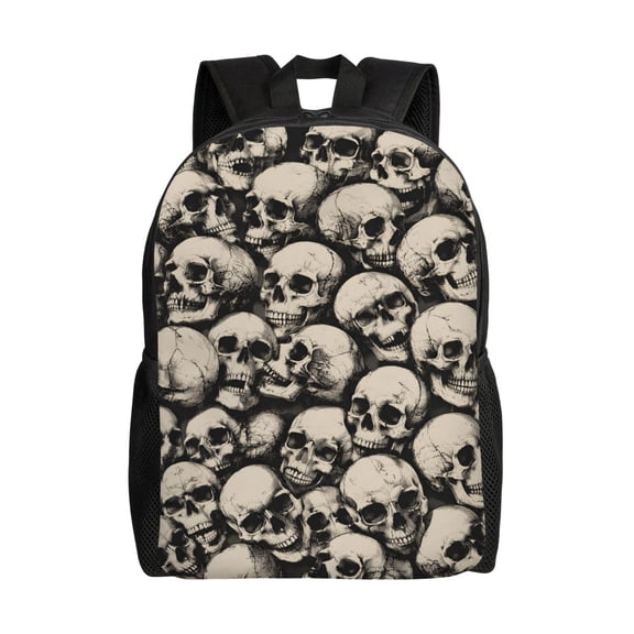 Skull Halloween Backpack Full Front Print Travel Laptop Bag for Men and Women